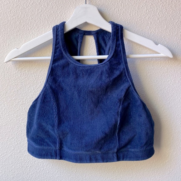 aerie Other - Aerie Blue velour Ribbed Yoga Sports Bra (Size: M)
